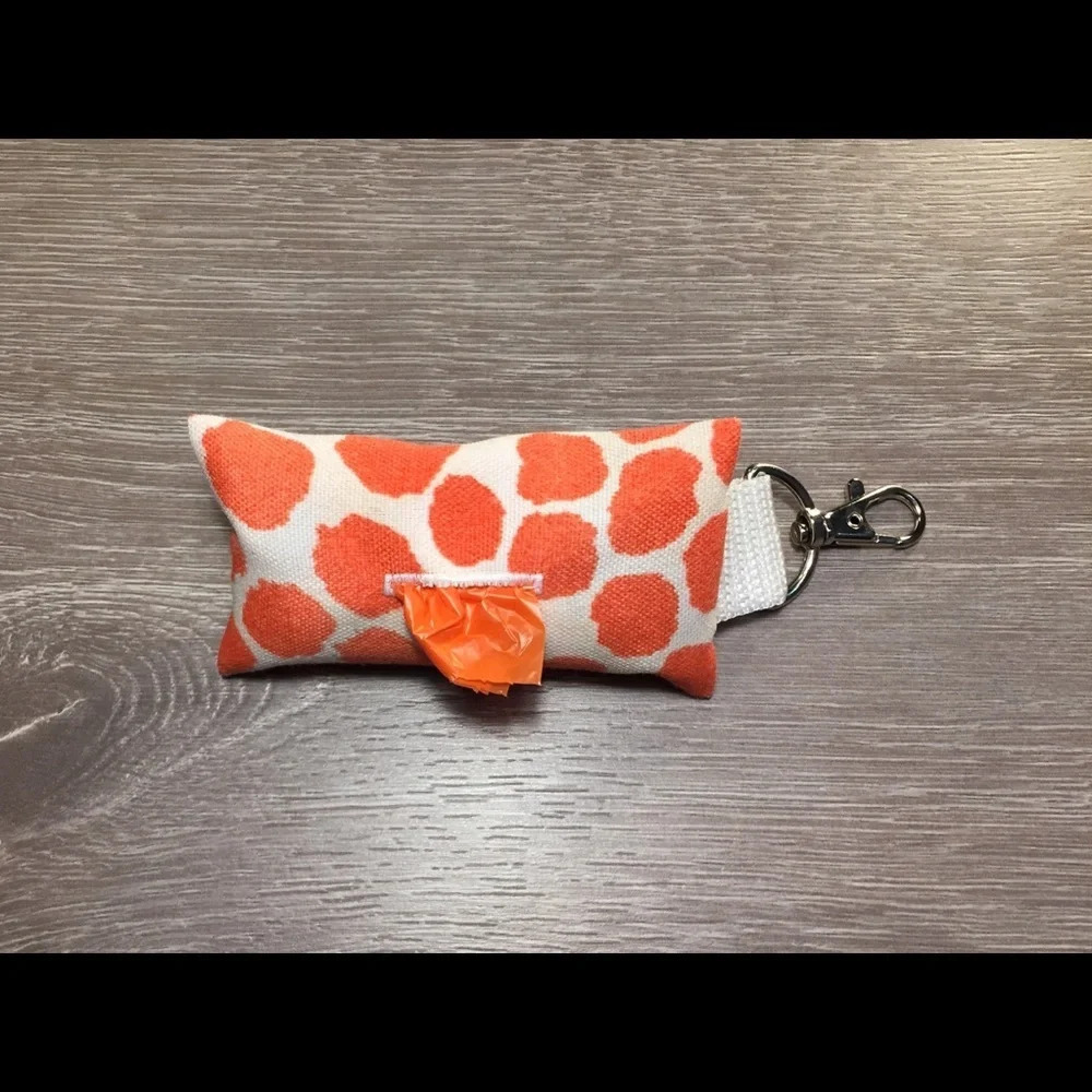 Dog Waste Bag Dispenser Orange Animal Print